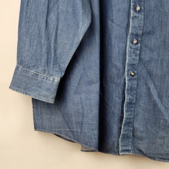 MagnaClick Shirt Mens XXL Blue Denim Long Sleeve Adaptive Magnetic Button Down - Picture 5 of 9